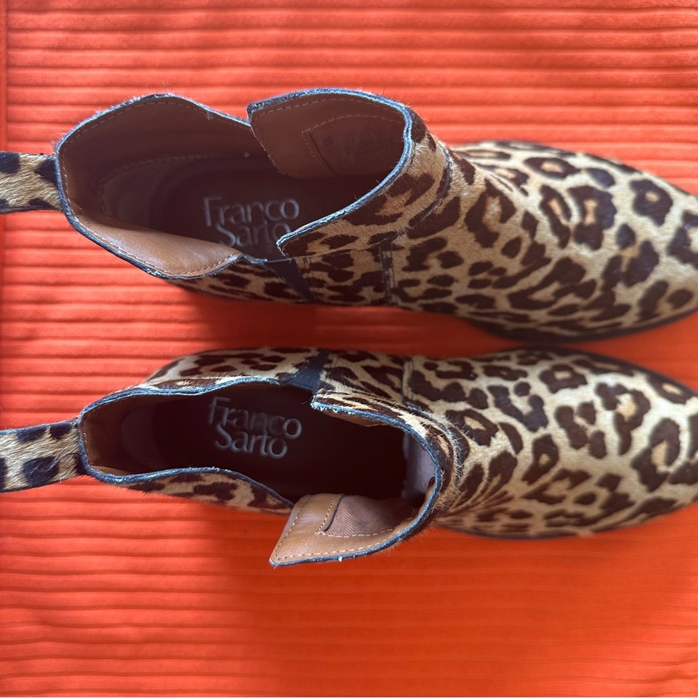 Franco Sarto Leopard Print Booties | Size 8 | Real Fur (Dyed Cow Hair) - Picture 5 of 5